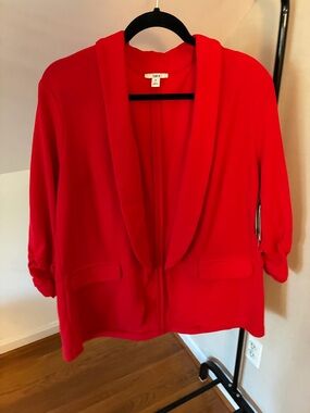 NWT Red Shawl Collar Open Blazer Jacket
